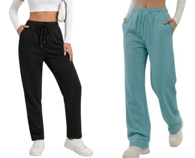 PACK 2 PANTALONES RECTO JOGGER BUZO MUJER ALGODON FORRO POLAR 138 - 1