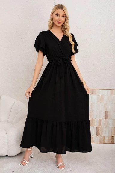VESTIDO PREMIUM LARGO PRIMAVERA MUJER. CON MANGAS Y LAZO 3385 - 1