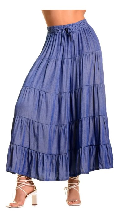 FALDA LARGA ANCHA, TIPO JEANS, CINTURA ALTA JUVENIL 102 - 1