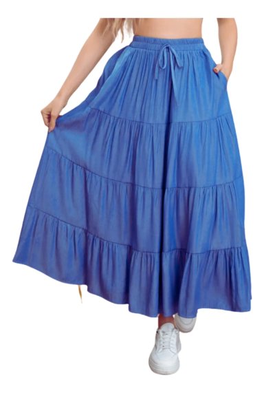 FALDA LARGA ANCHA, TIPO JEANS, CINTURA ALTA JUVENIL 102 - 2