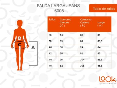 FALDA LARGA JEANS ELASTICADA. TIRO ALTO, ABERTURA AL CENTRO 6005 - 5
