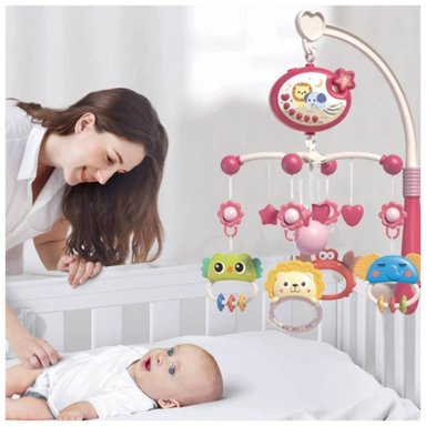 JUGUETE MOVIL SONAJERO INFANTIL CON LUZ Y SONIDO ANIMALES ROSADO - 4