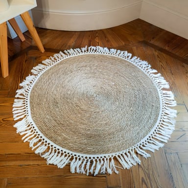 ALFOMBRA YUTE FIBRA NATURAL REDONDA DECORACIÓN 80CM JHN - 5
