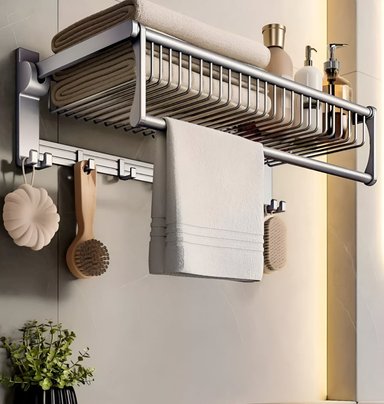 TOALLERO METAL BAÑO 20 PULGADAS DOBLE PLEGABLE BARRA TOALLA JHN MULTICOLOR - 5