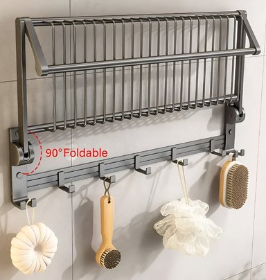 TOALLERO METAL BAÑO 20 PULGADAS DOBLE PLEGABLE BARRA TOALLA JHN MULTICOLOR - 6