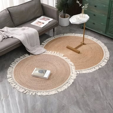 ALFOMBRA YUTE FIBRA NATURAL REDONDA DECORACIÓN 80CM JHN - 2