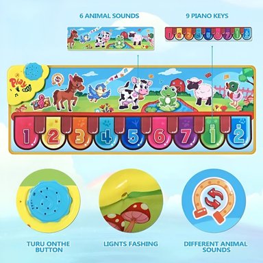 TAPETE MULTICOLOR PIANO JUGUETE APRENDIZAJE MUSICAL MANTA TÁCTIL JHN - 7