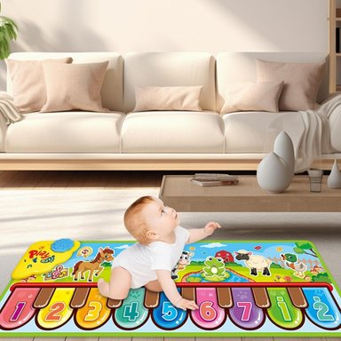 TAPETE MULTICOLOR PIANO JUGUETE APRENDIZAJE MUSICAL MANTA TÁCTIL JHN - 9
