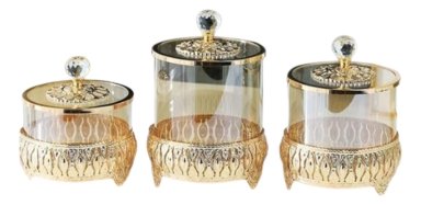 SET 3 FRASCOS DECORATIVOS MULTIFUNCIONAL ALMACENAMIENTO JHN - 1