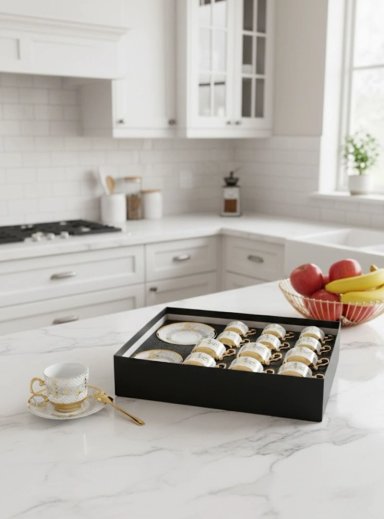 JUEGO VAJILLA TAZAS PLATILLOS ADORNO MESA ESTILO CLASICO JHN - 8