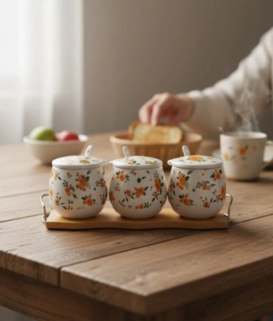 SET 3 CONTENEDORES DISEÑO ELEGANCIA FLORAL ORGANIZACION JHN - 9