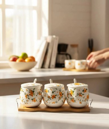 SET 3 CONTENEDORES DISEÑO ELEGANCIA FLORAL ORGANIZACION JHN - 10