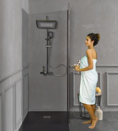 REGADERA DUCHA CUADRADA COLUMNA ALTA PRESIÓN SPRAY 4EN1 JHN - 4