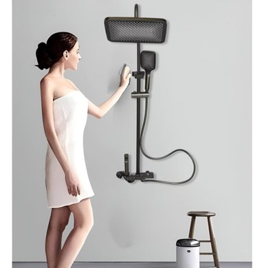 REGADERA DUCHA CUADRADA COLUMNA ALTA PRESIÓN SPRAY 4EN1 JHN - 6