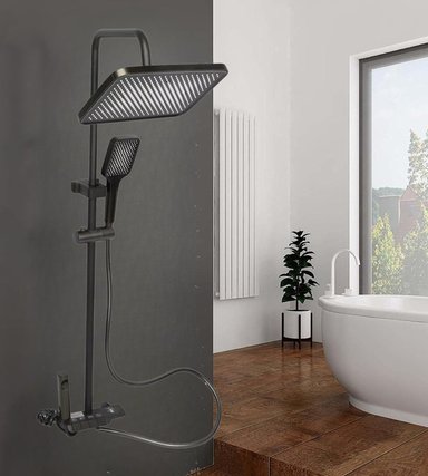 REGADERA DUCHA CUADRADA COLUMNA ALTA PRESIÓN SPRAY 4EN1 JHN - 8