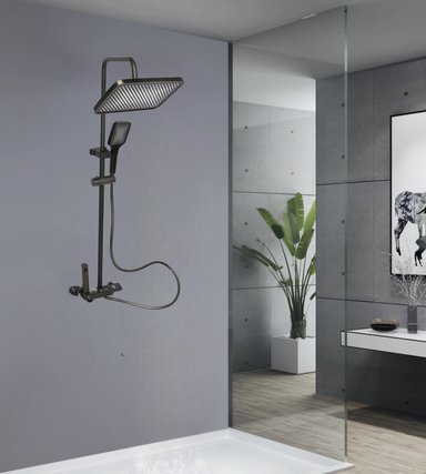 REGADERA DUCHA CUADRADA COLUMNA ALTA PRESIÓN SPRAY 4EN1 JHN - 9