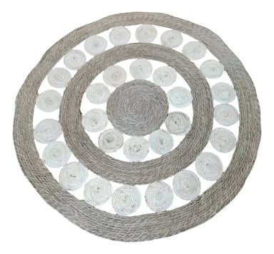 ALFOMBRA YUTE BICOLOR CÍRCULOS CALADA DECORATIVA JHN - 1