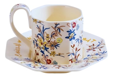 TAZA ELEGANTE PLATILLO FLORAL DECORATIVA HOGAR JHN - 1