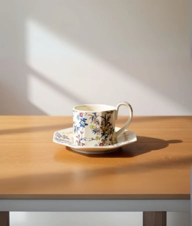 TAZA ELEGANTE PLATILLO FLORAL DECORATIVA HOGAR JHN - 2