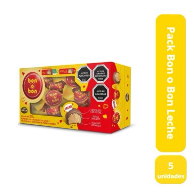 PACK 5 CAJA BOMBON LECHE 15 UNIDADES BON O BON LECHE 210GR - 1