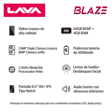 SMARTPHONE BMOBILE LAVA BLAZE 4G  64GB / 4GB RAM  Negro - 5