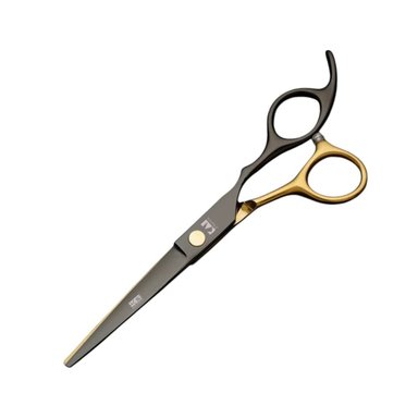 KIT DE 2 TIJERA RECTA FILO NAVAJA + ENTRESACADORA PELUQUERIA BARBERIA NEGRO CON DORADO - 3