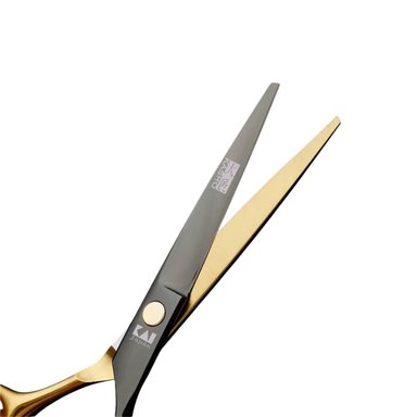 KIT DE 2 TIJERA RECTA FILO NAVAJA + ENTRESACADORA PELUQUERIA BARBERIA NEGRO CON DORADO - 5