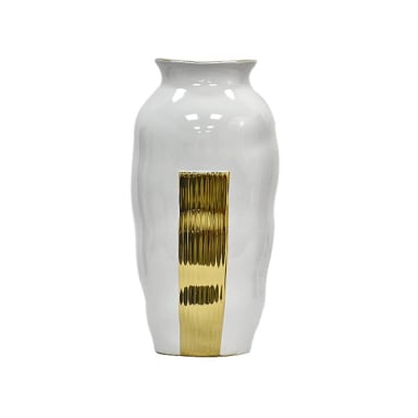 FLORERO CERAMICA BLANCO DORADO L - 2