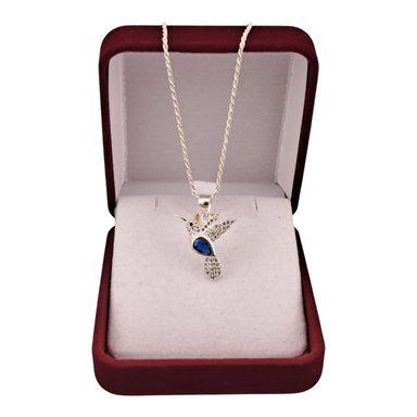 COLGANTE COLIBRI CON CADENA EN PLATA ITALIANA 925 Y CRISTALES - 1