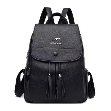 MOCHILA URBANA  CUERO MUJER 15L COLOR NEGRO DISEÑO DE ESPIGA DE FLOR - 1