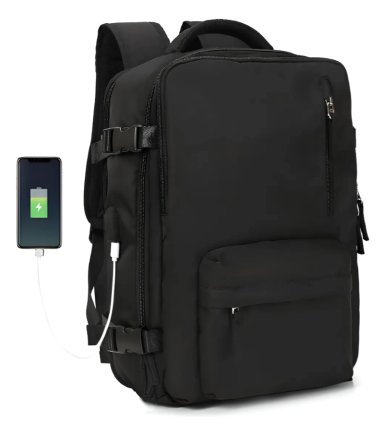 MOCHILA VIAJE GENE RICA LARGE TRAVEL BACKPACK COLOR NEGRO DISEÑO LISO 40L - 1