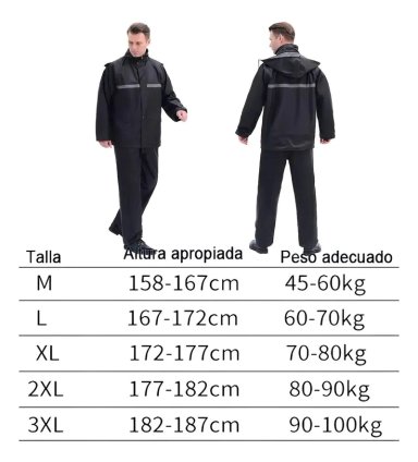 IMPERMEABLE PARA MOTOCICLISTA NEGRO CON REFLECTANTES - 3