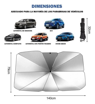 PARASOL CUBRE SOL PARA AUTO TIPO SOMBRILLA - 6
