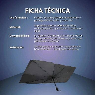 PARASOL PLEGABLE PARA AUTO, CUBRE SOL PARABRISAS - 3