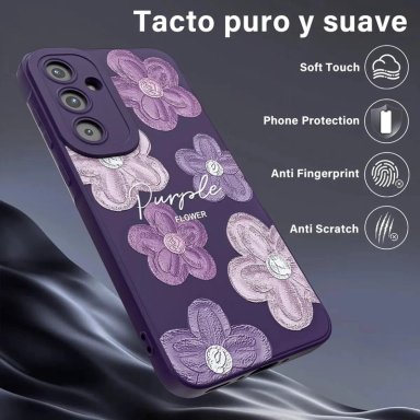 CARCASA PURPURA CON FLORES PARA SAMSUNG GALAXY S23 FE - 3