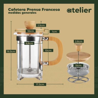 CAFETERA FRANCESA 800ML PRENSA FRANCESA VIDRIO - 2