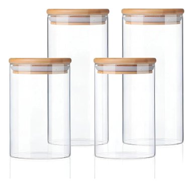 FRASCOS HERME TICOS DE VIDRIO CON TAPA BAMBOO - 1