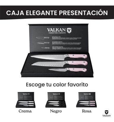 SET DE 3 CUCHILLOS DE ACERO PARA ASADO - 2