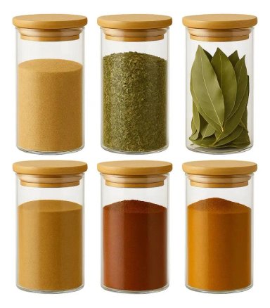 SET DE 6 FRASCOS DE ESPECIAS DE BAMBU 350ML - 1