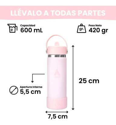 TERMO BOTELLA BOCA ANCHA 600ML ACERO INOX - 3