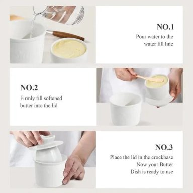 MANTEQUILLERA CERAMICA CON AGUA PARA HOGAR - 4