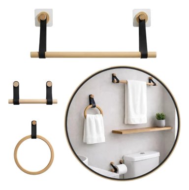 SET ACCESORIOS BAÑO MODERNO NORDICO ADHESIVO - 1