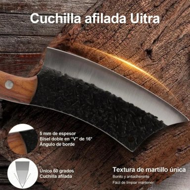 CUCHILLO CHEF PROFESIONAL ACERO FORJADO MANO - 5