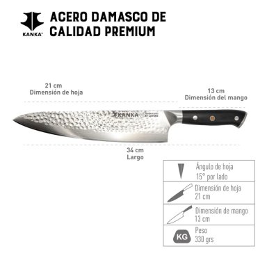 CUCHILLO CHEF 21CM ACERO DAMASCO 67 CAPAS - 3