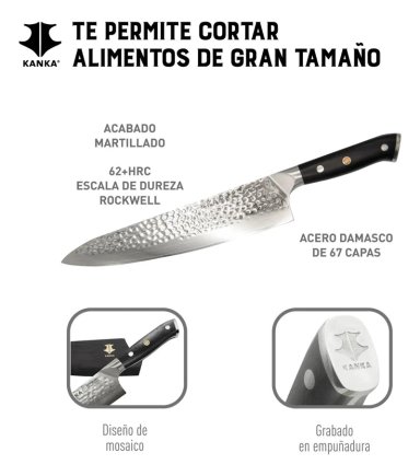 CUCHILLO CHEF 21CM ACERO DAMASCO 67 CAPAS - 4