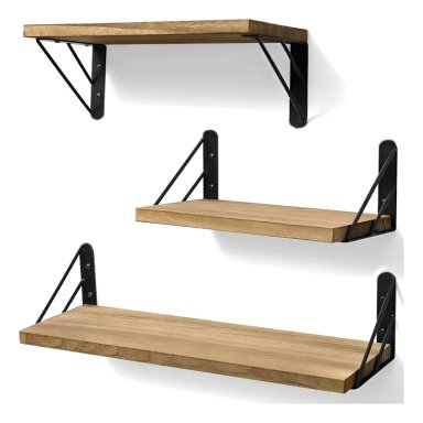 REPISAS FLOTANTES DE MADERA PAULOWNIA CON SOPORTES METAL - 1