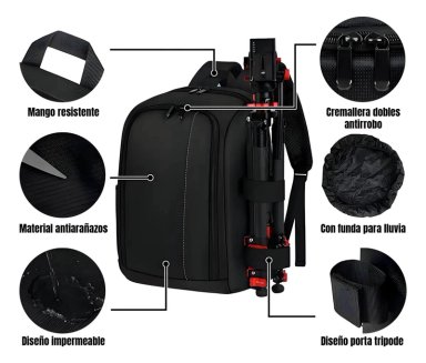 MOCHILA PROFESIONAL IMPERMEABLE PARA CAMARA Y LAPTOP - 4