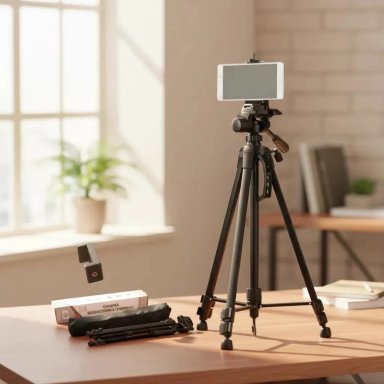 TRIPODE PROFESIONAL PARA CAMARA Y CELULAR NEGRO - 1