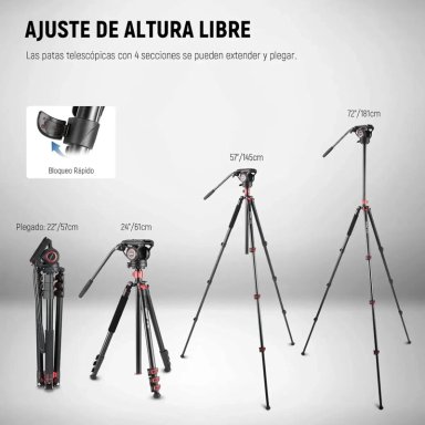 TRIPODE MONOPIE PROFESIONAL PARA CAMARA 181CM - 2