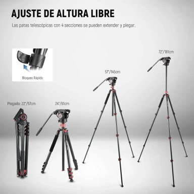 TRIPODE MONOPIE PROFESIONAL PARA CAMARA 181CM - 4